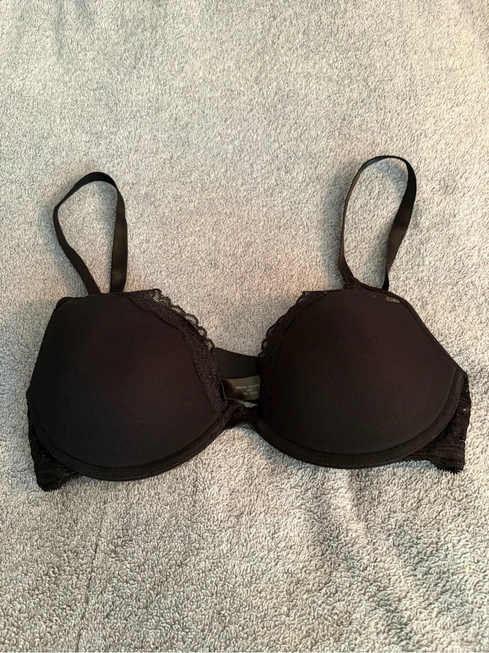 Pepper Bra Size 36B Demi Mesh Lace Black Underwire  Lightly Lined
